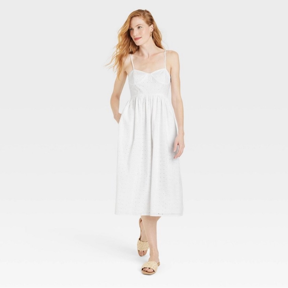 a new day sleeveless white eyelet sundress